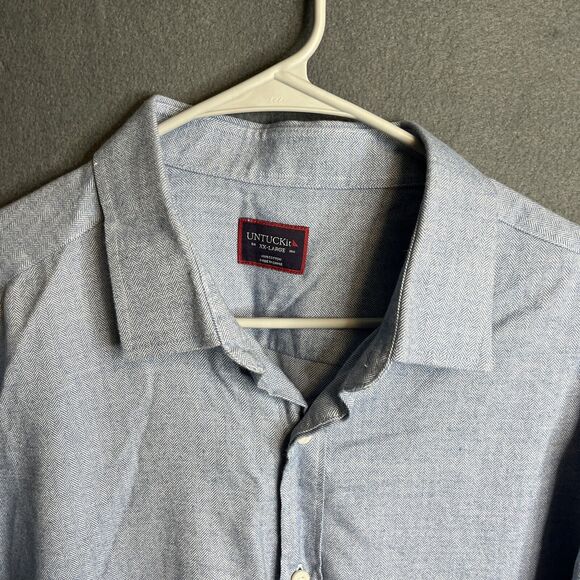 UNTUCKit Shirt Men XXL Blue Cotton Button Up Casual Work Adult 2XL Long Sleeve - Picture 2 of 7